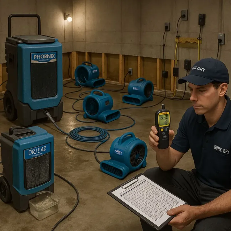 Structural Drying and Dehumidification process in Sun City West, AZ
